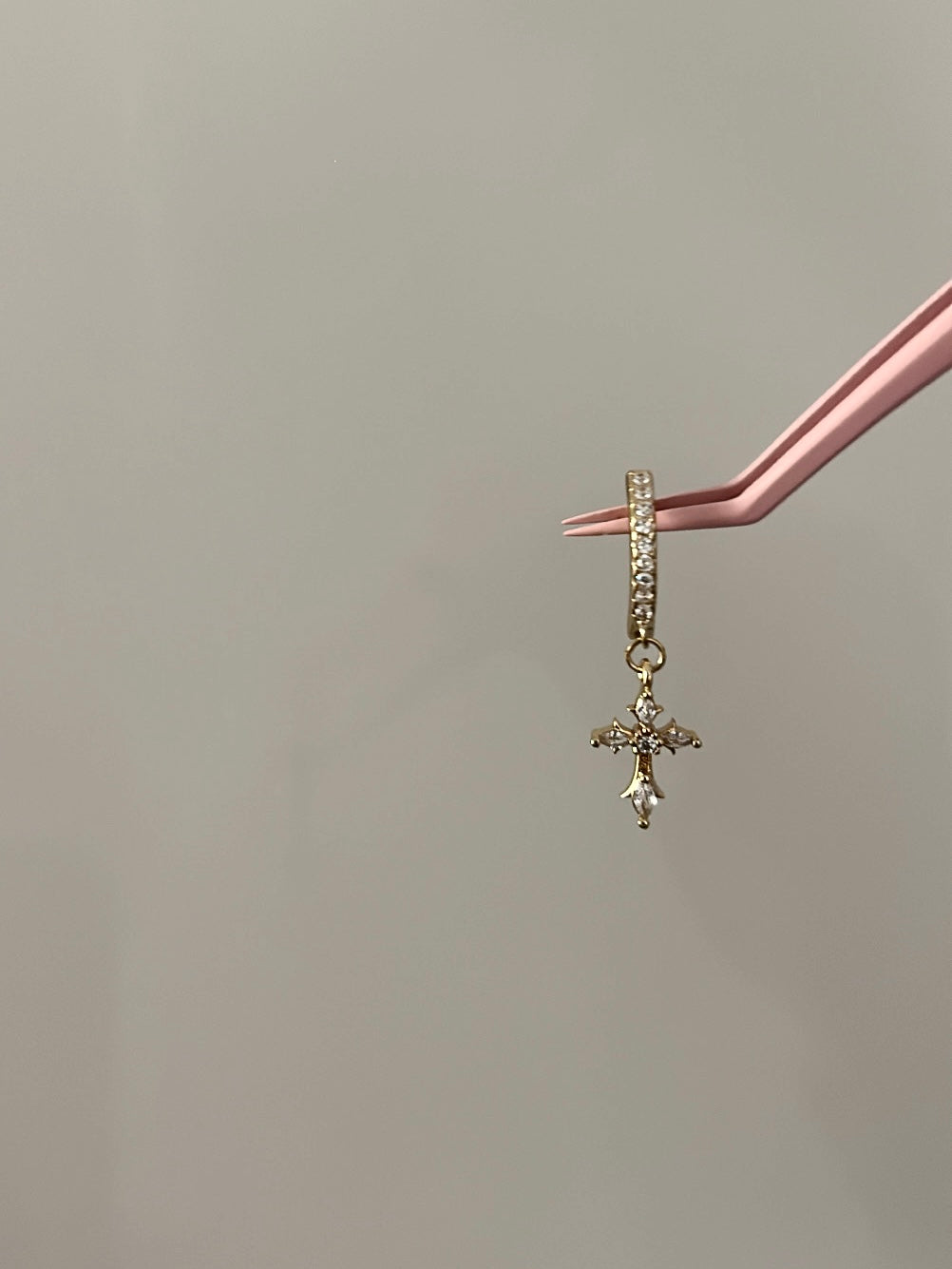 Gold diamanté cross belly ring