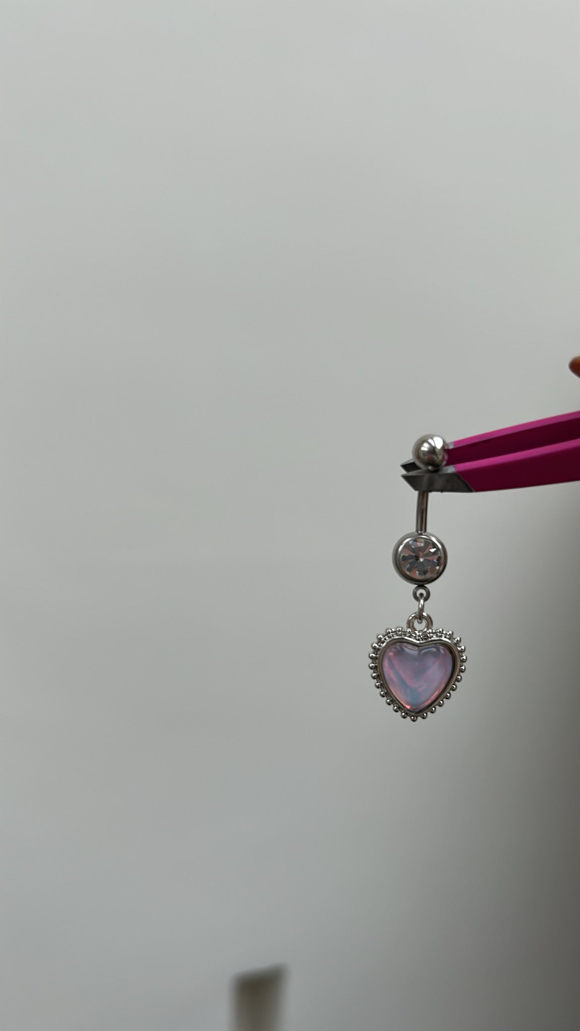 Dainty silver heart pendant belly bar