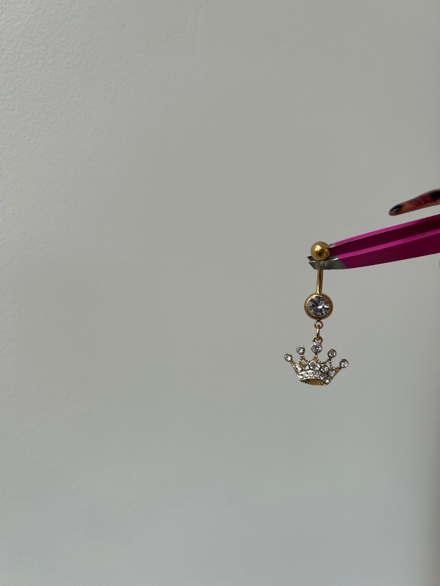 Silver/gold Jewelled crown belly bar