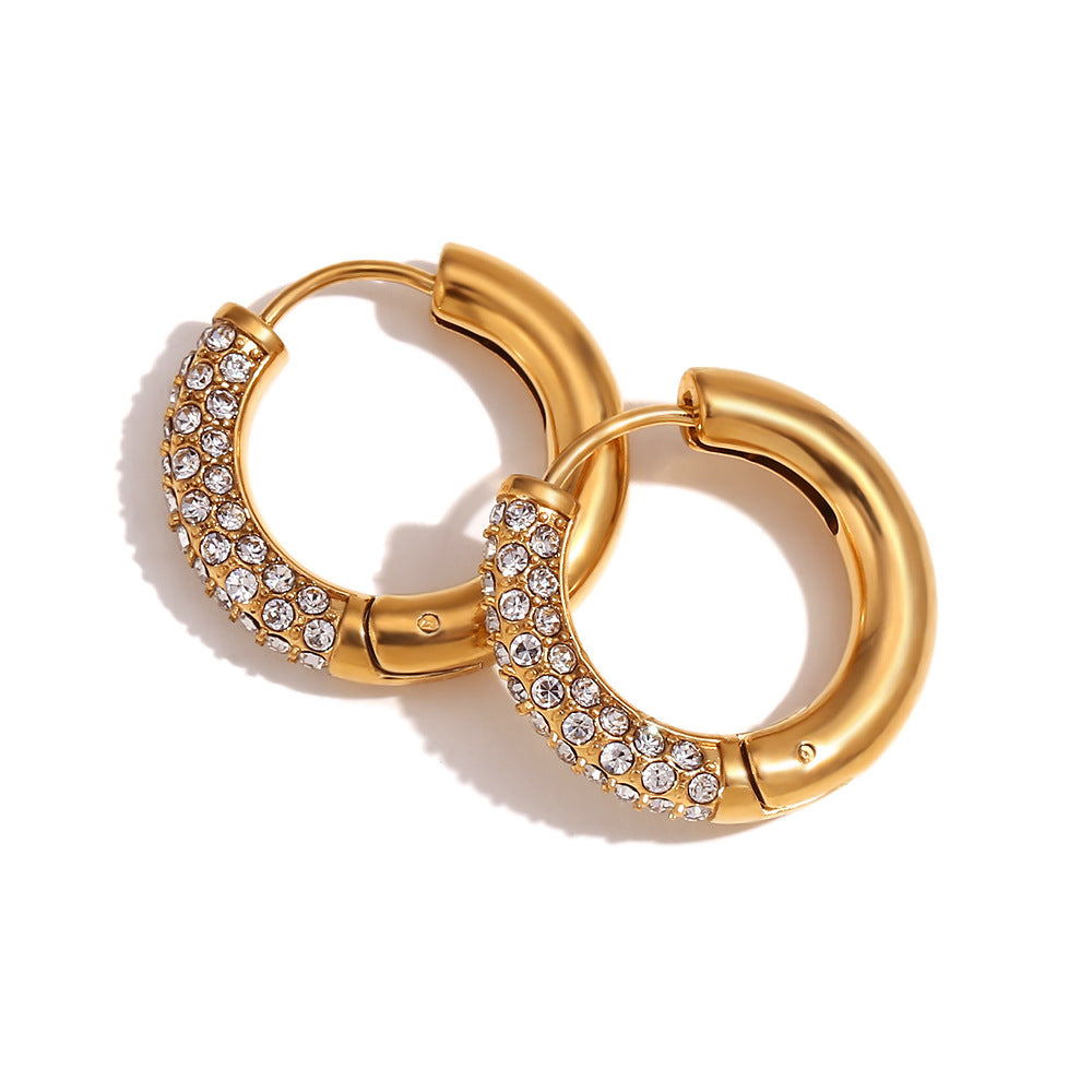 Diamante hoops in gold