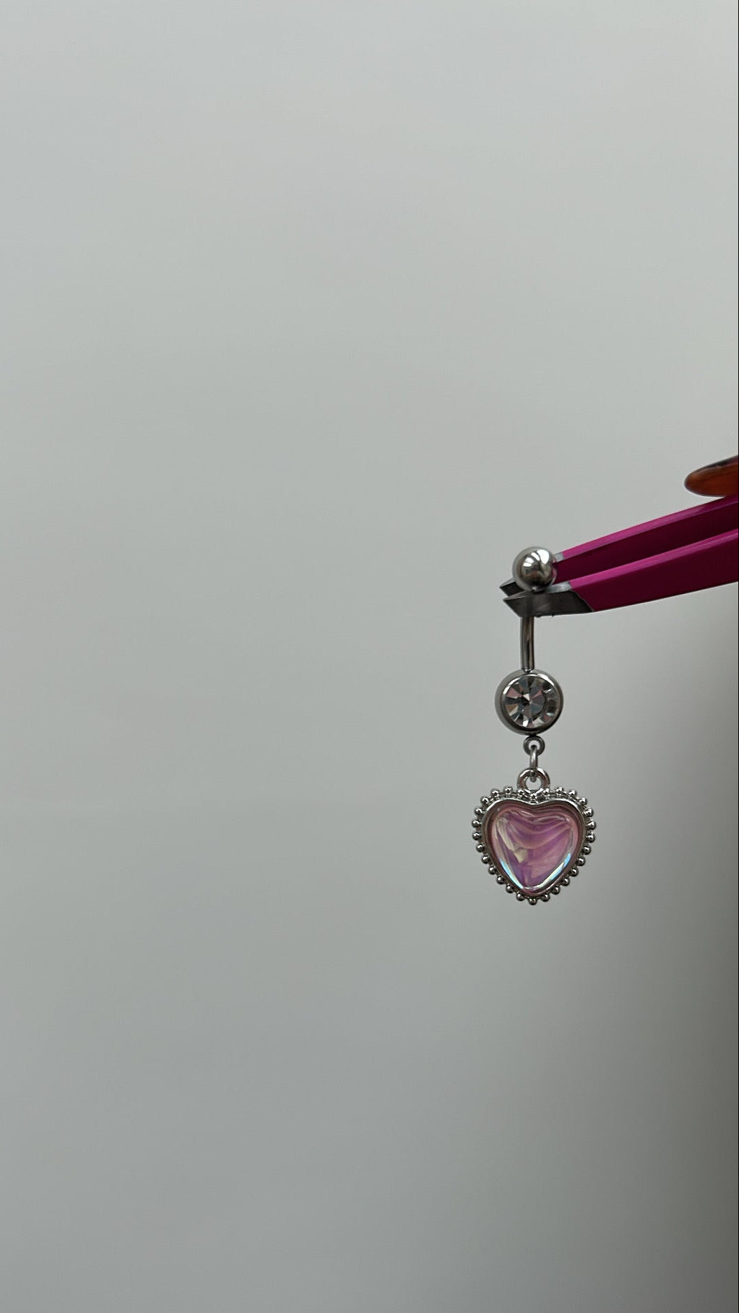 Dainty silver heart pendant belly bar