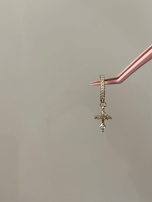 Gold diamanté cross belly ring