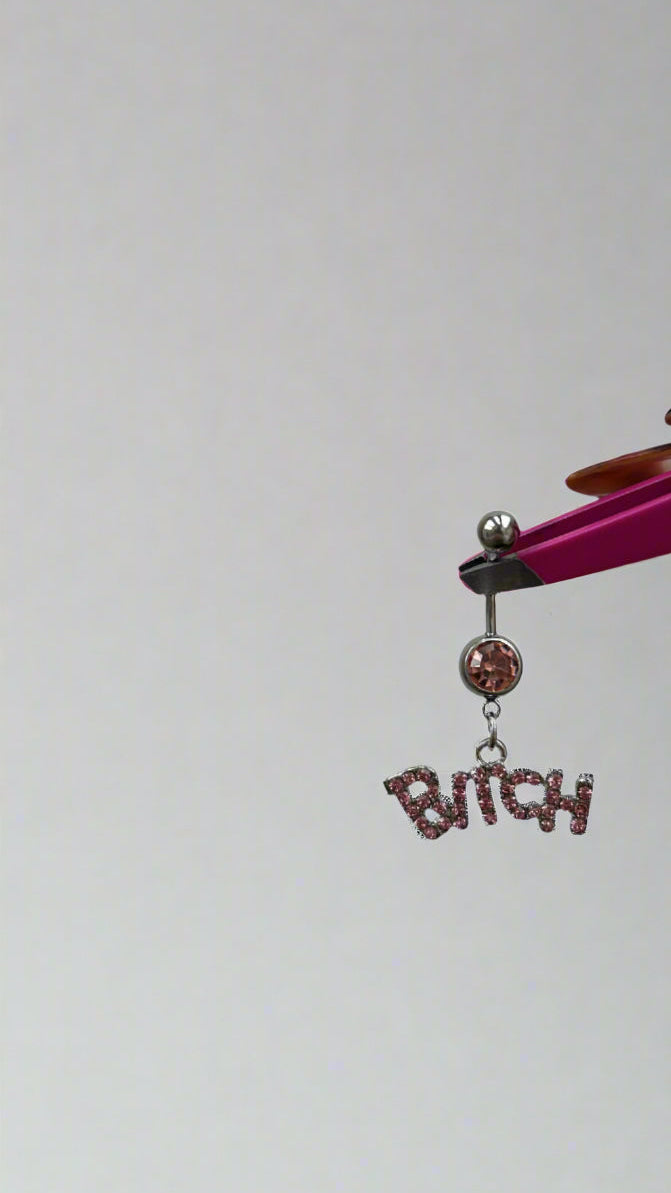 Silver Diamanté Pendant belly bar